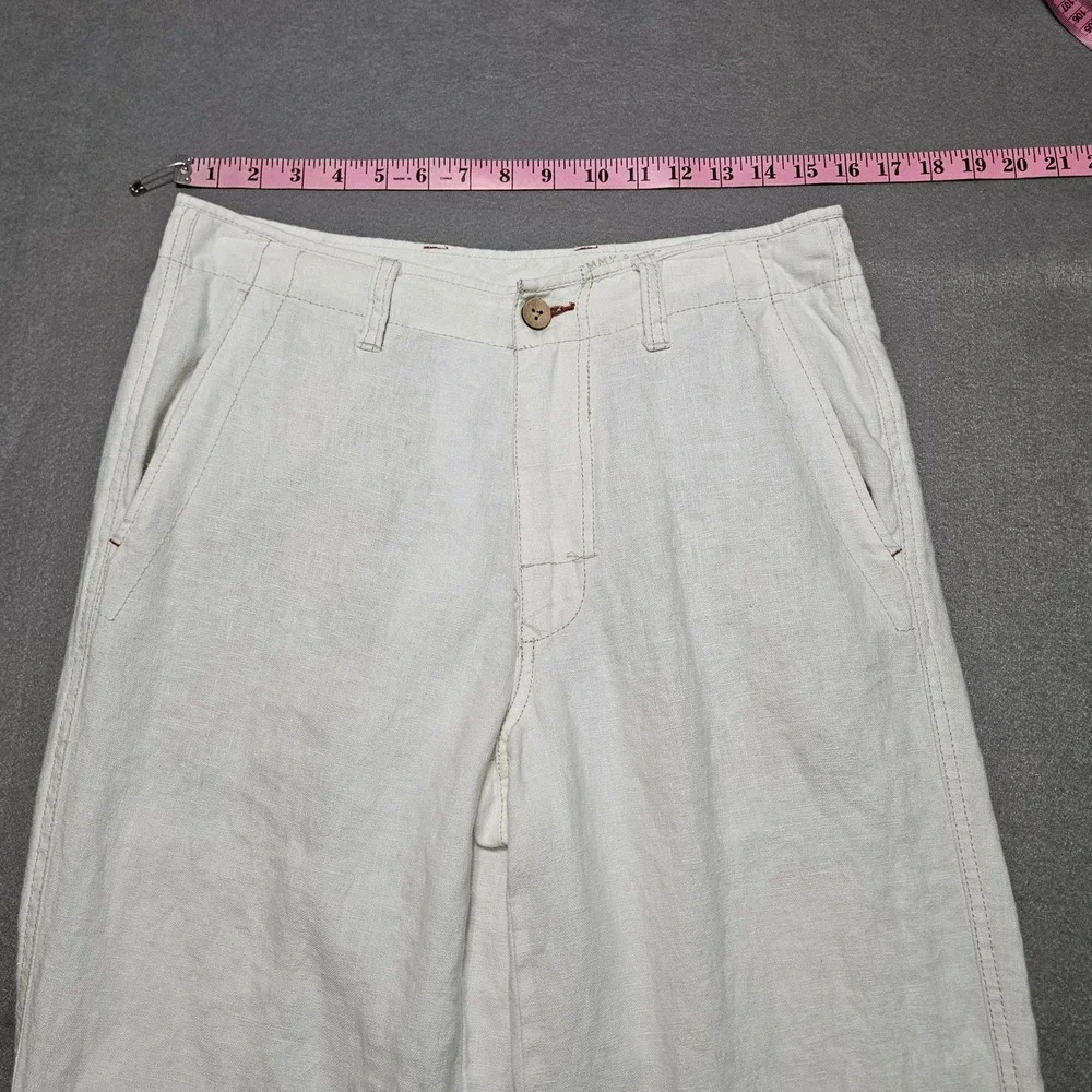 Tommy Bahama Relax Mens 30 Off White 100% Linen Straight Leg Coastal Pants
